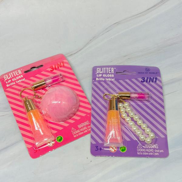 Set Brillo Labial 3 En 1 Glitter