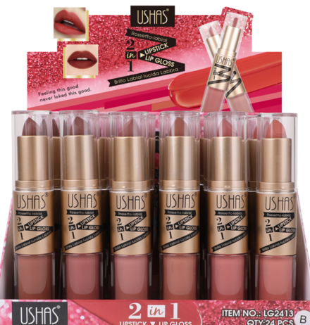 Labial y Brillo Gloss 2 en 1 LG2413