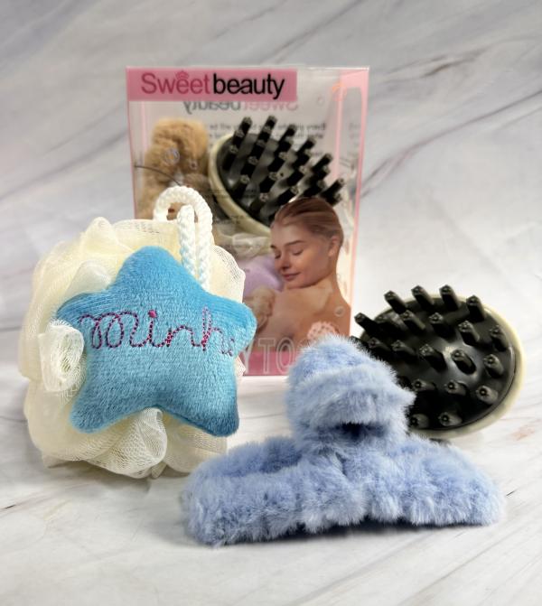 Kit De Ba&ntilde;o Con Prensa / Cepillo Masajeador / Esponja De Ba&ntilde;o